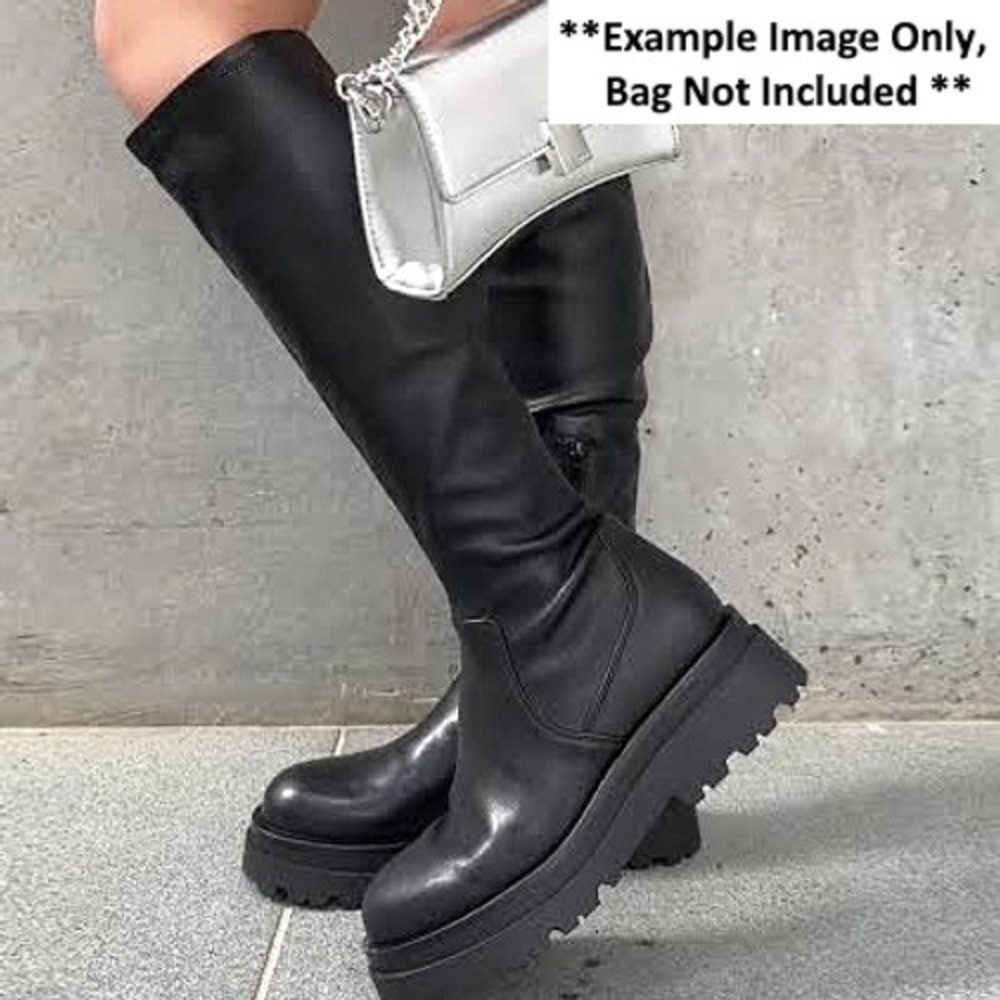 Platform Knee High Boots ALDO Carelden Womens Size 9 Black Stretch Shaft NEW - Picture 7 of 8